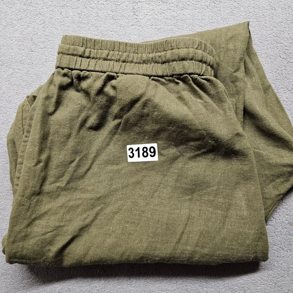 Banana Republic Womens Olive Green Linen Blend Straight High-Rise Pants Size M